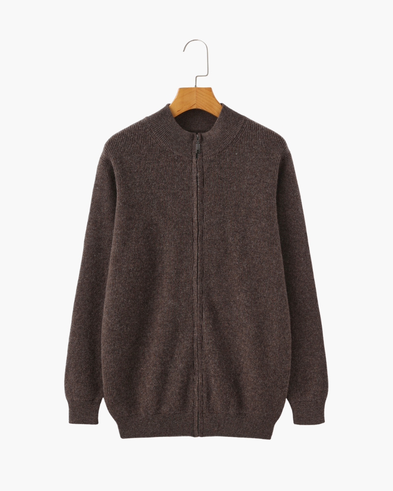 The Mohair - Full zip ribbed mock neck cardigan