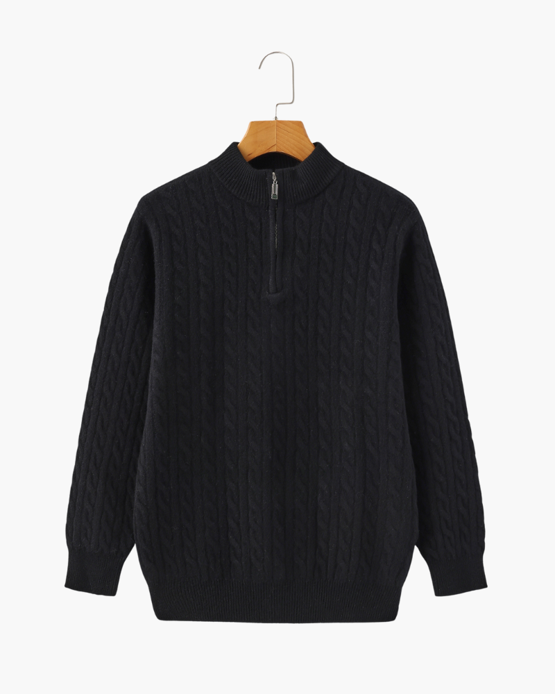 The Heritage - Cable knit half-zip mock neck jumper