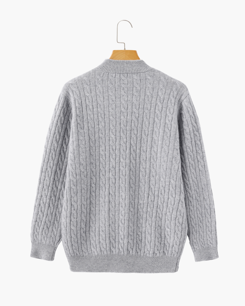 The Heritage - Cable knit half-zip mock neck jumper