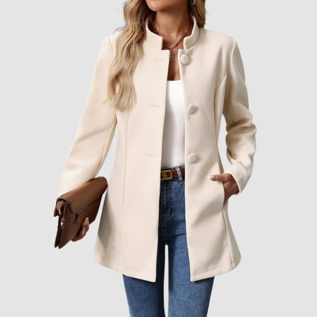 The Audrey - Collarless single-breasted car coat
