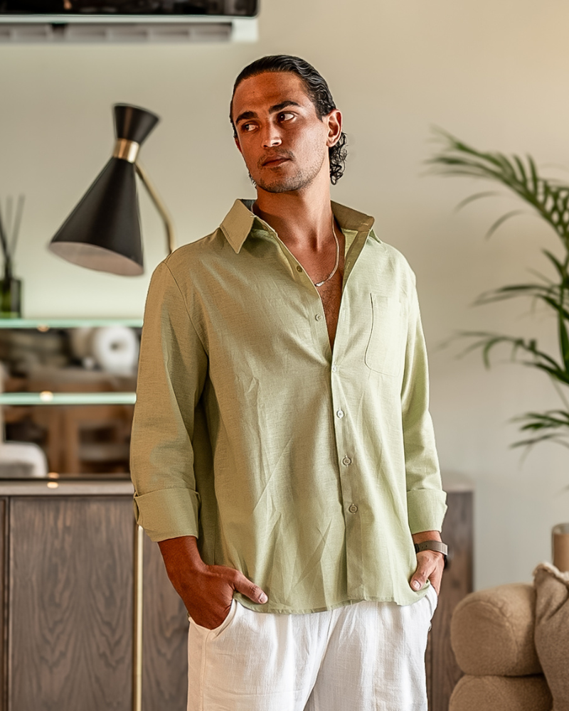 The santorini long sleeve linen resort shirt