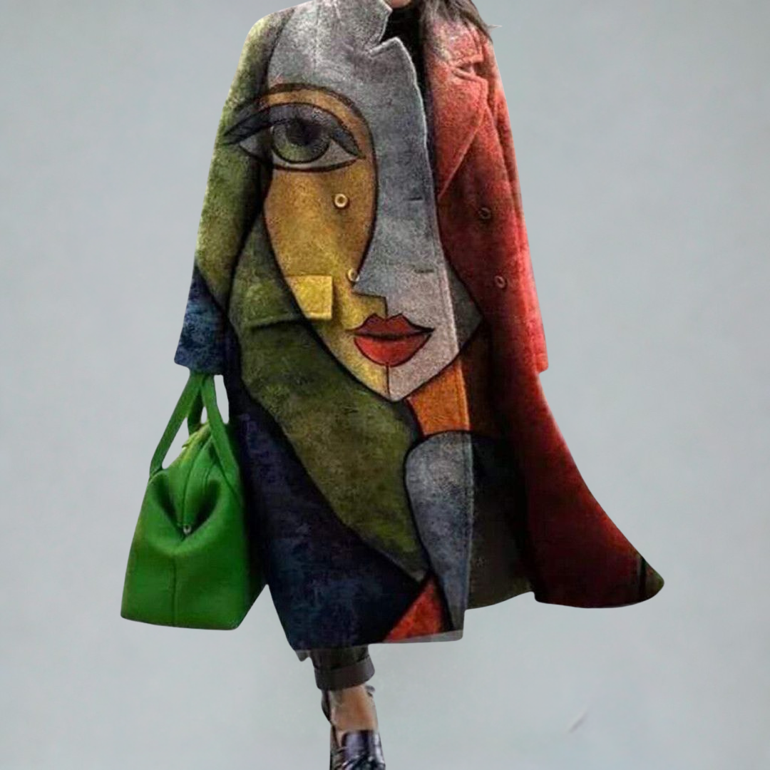 Evelyn - Artistic print oversized maxi coat