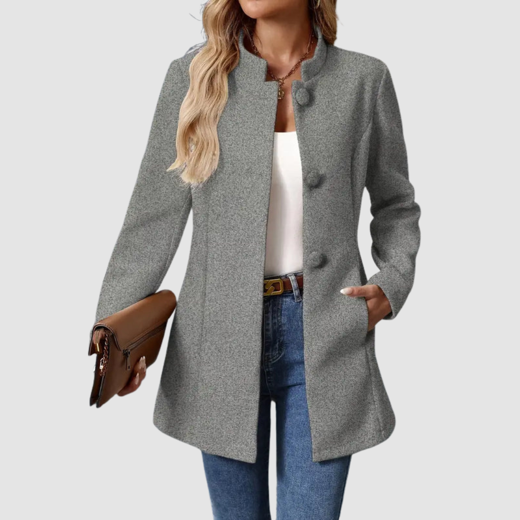 The Audrey - Collarless single-breasted car coat