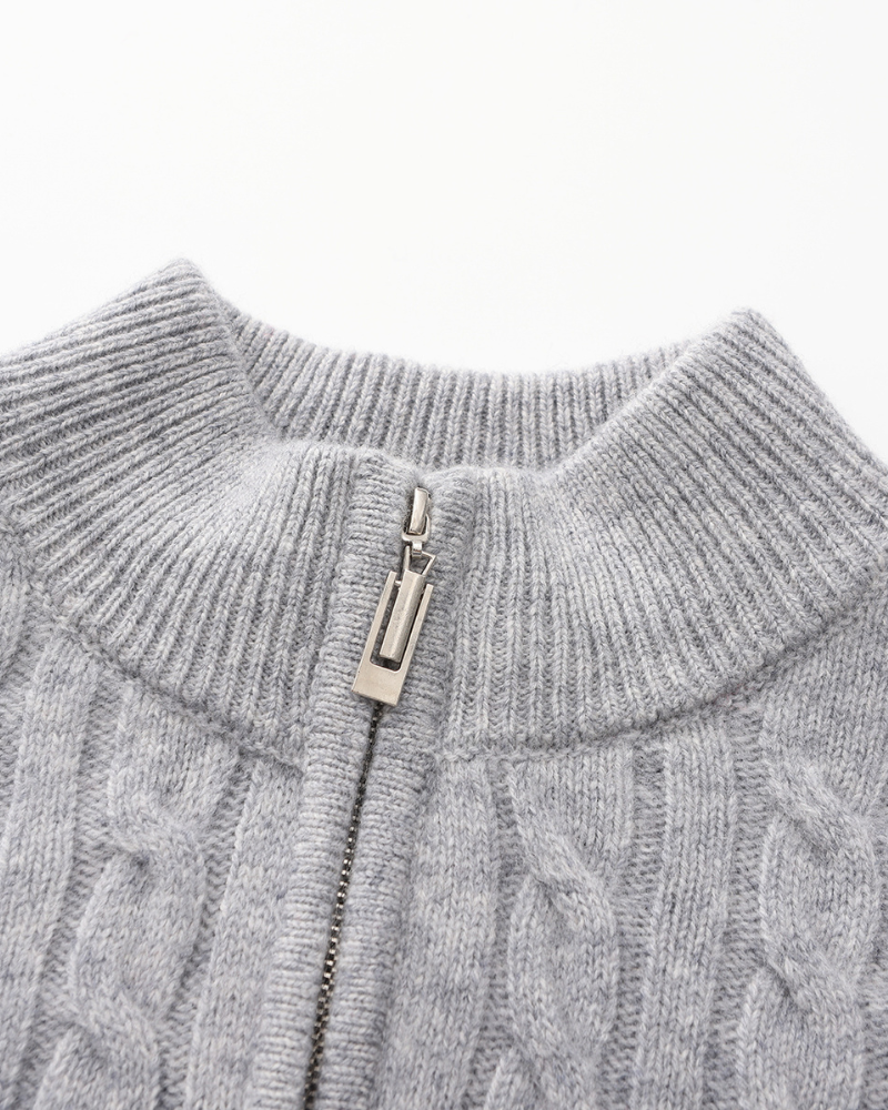 The Heritage - Cable knit half-zip mock neck jumper
