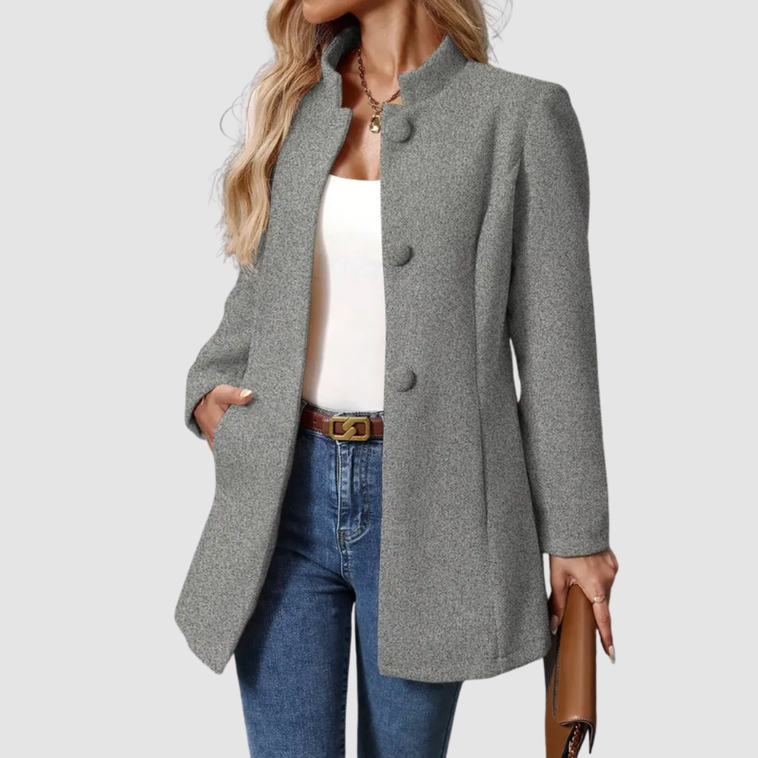 The Audrey - Collarless single-breasted car coat