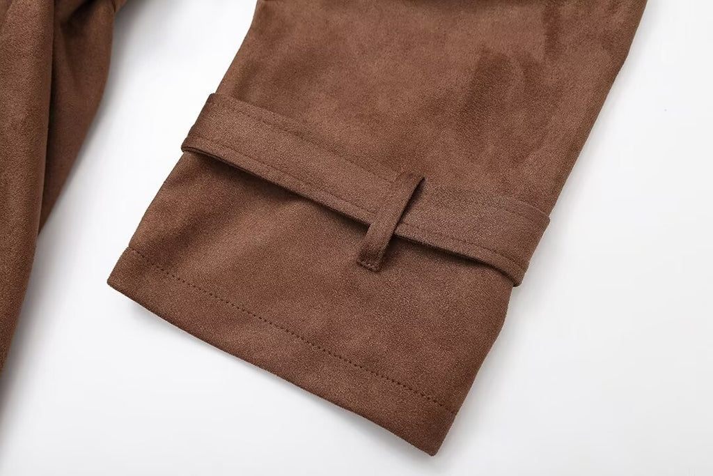 The Suedette - Longline belted double-breasted trench coat