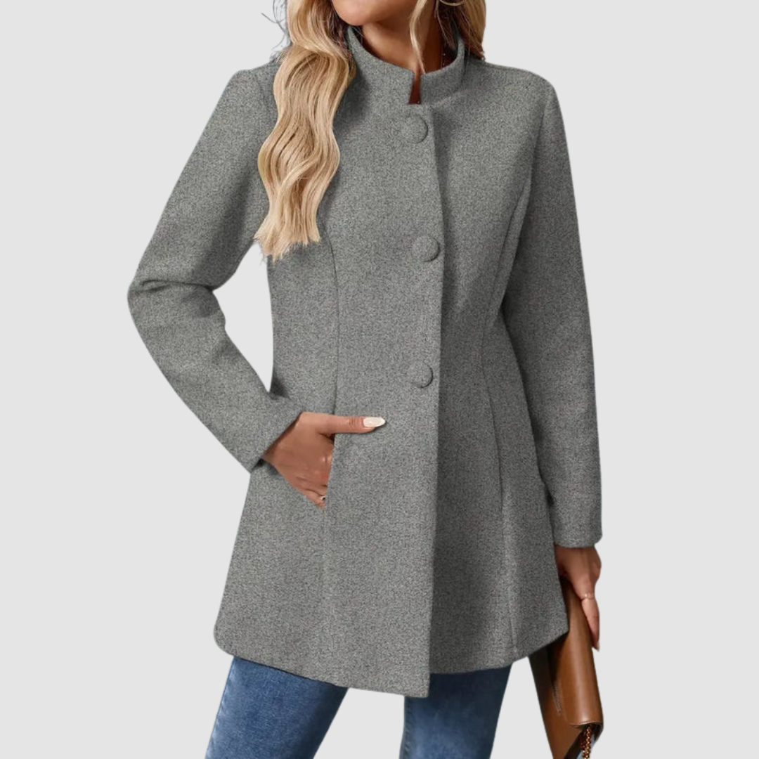 The Audrey - Collarless single-breasted car coat