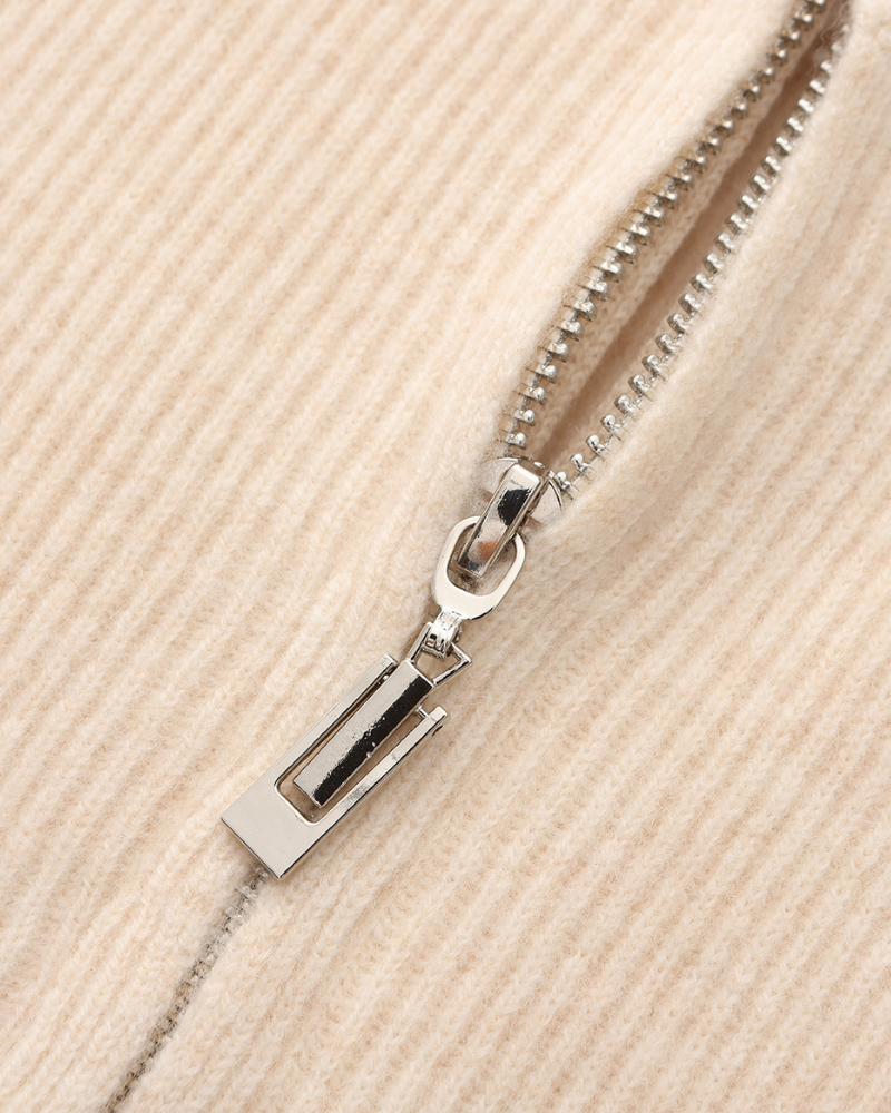 The Mohair - Full zip ribbed mock neck cardigan