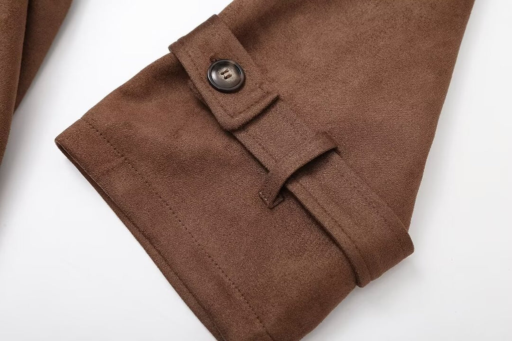 The Suedette - Longline belted double-breasted trench coat