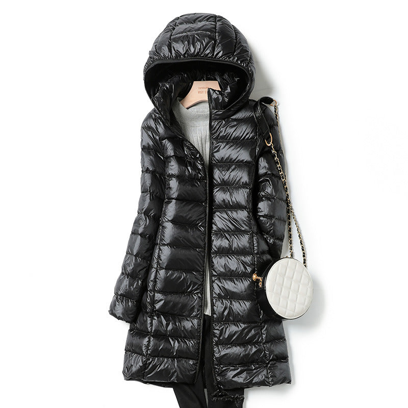 Aurora - Featherlight hooded midi puffer coat