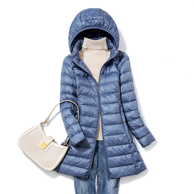Aurora - Featherlight hooded midi puffer coat