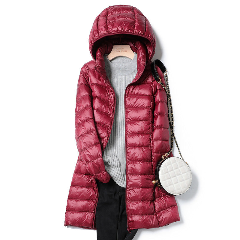 Aurora - Featherlight hooded midi puffer coat