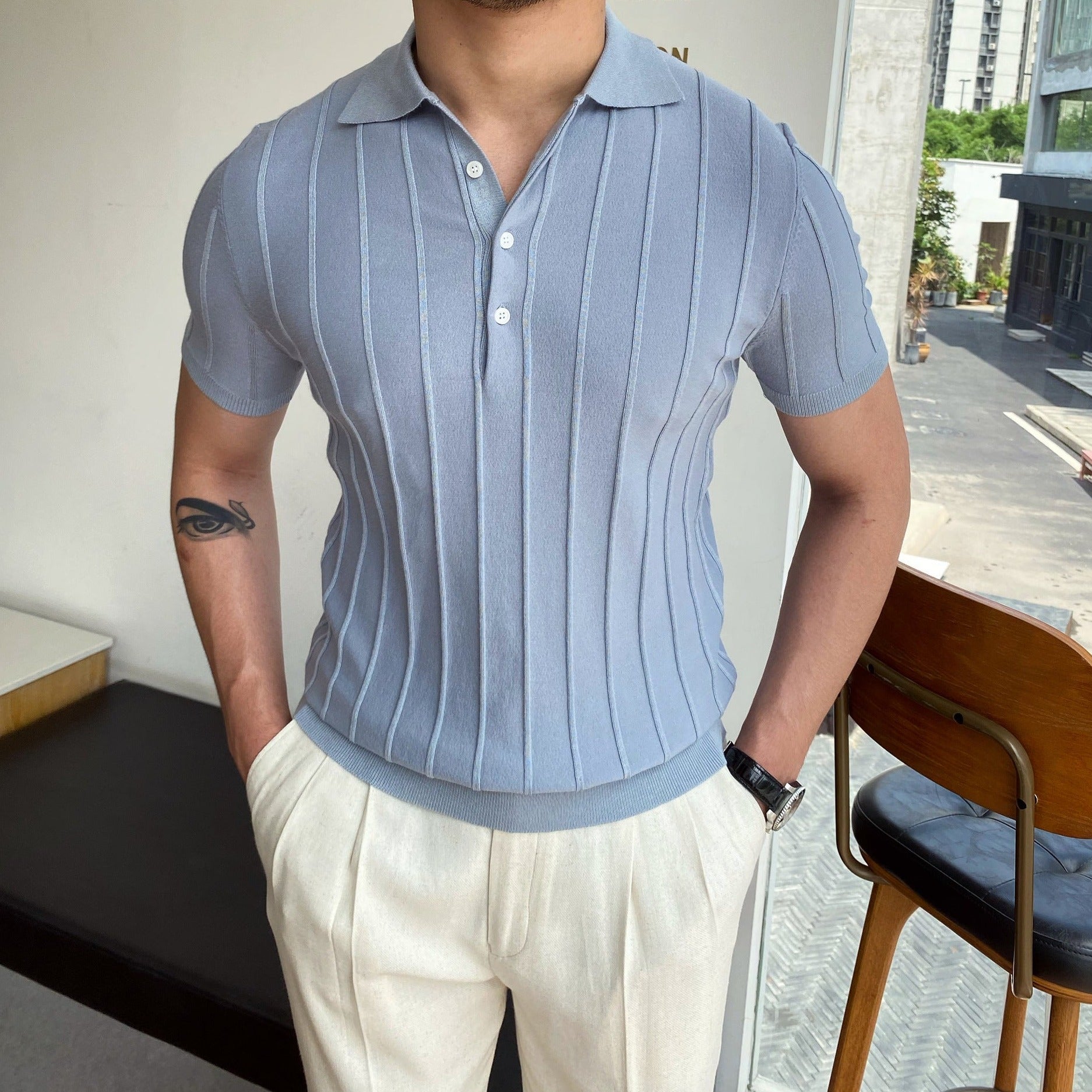 The Riviera Ribbed Knit Polo Shirt