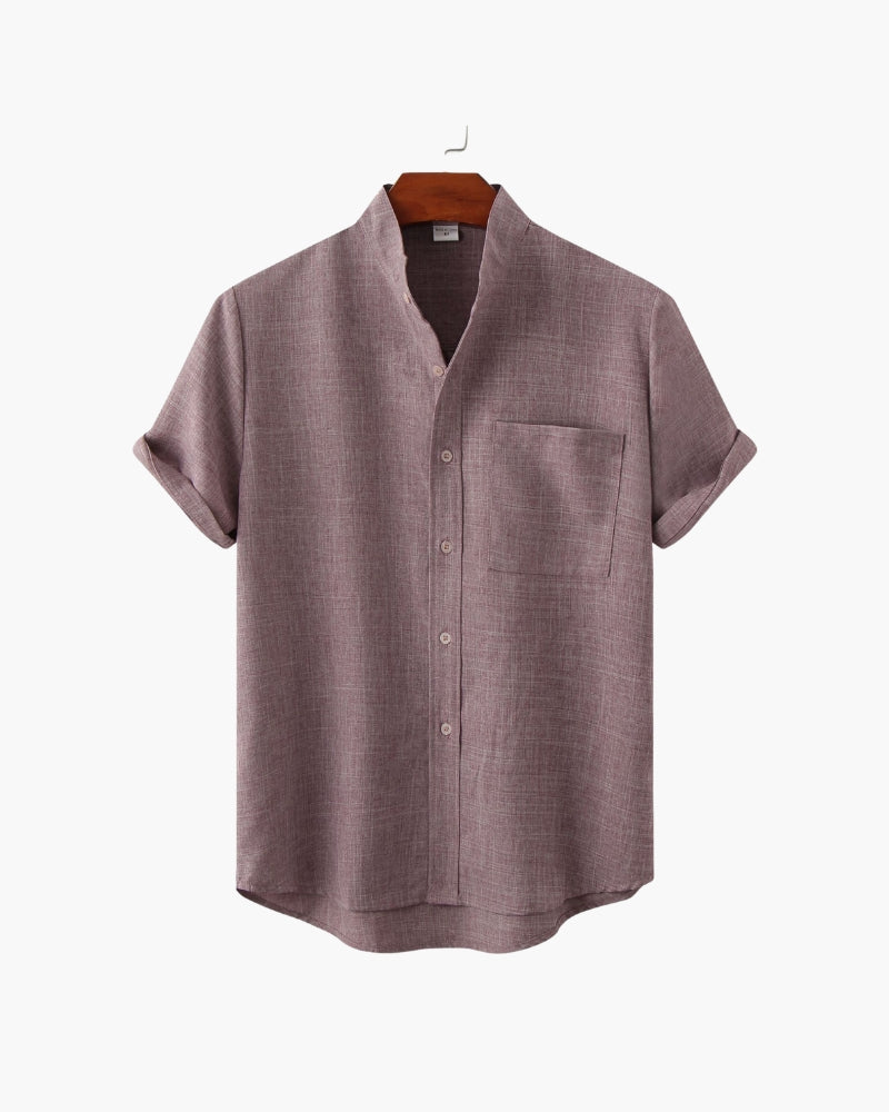 The cuban collar linen-look short sleeve shirt