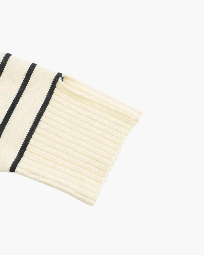 Marina - Oversized breton stripe quarter zip jumper