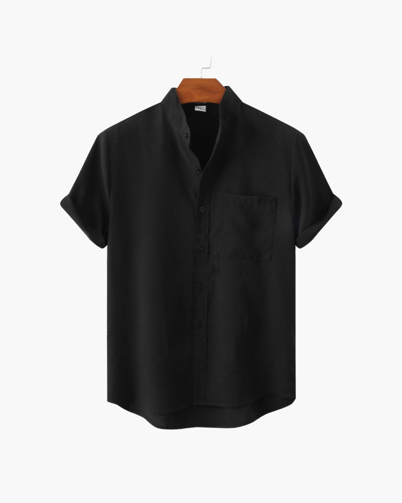 The cuban collar linen-look short sleeve shirt