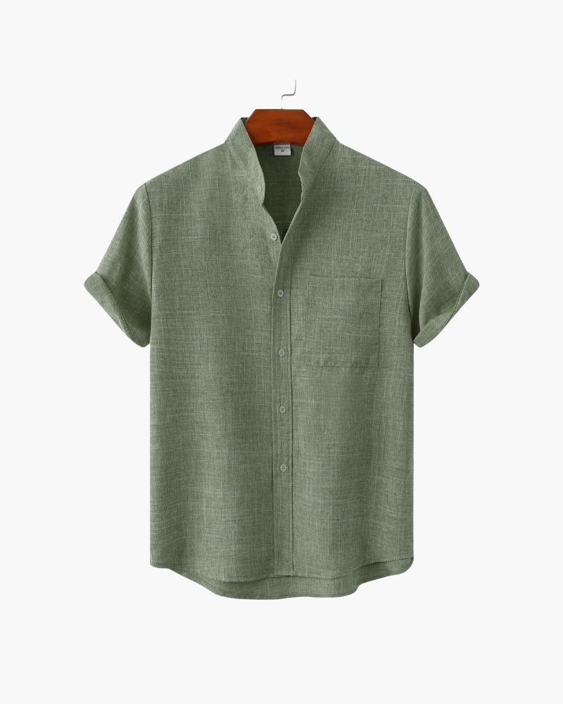 The cuban collar linen-look short sleeve shirt
