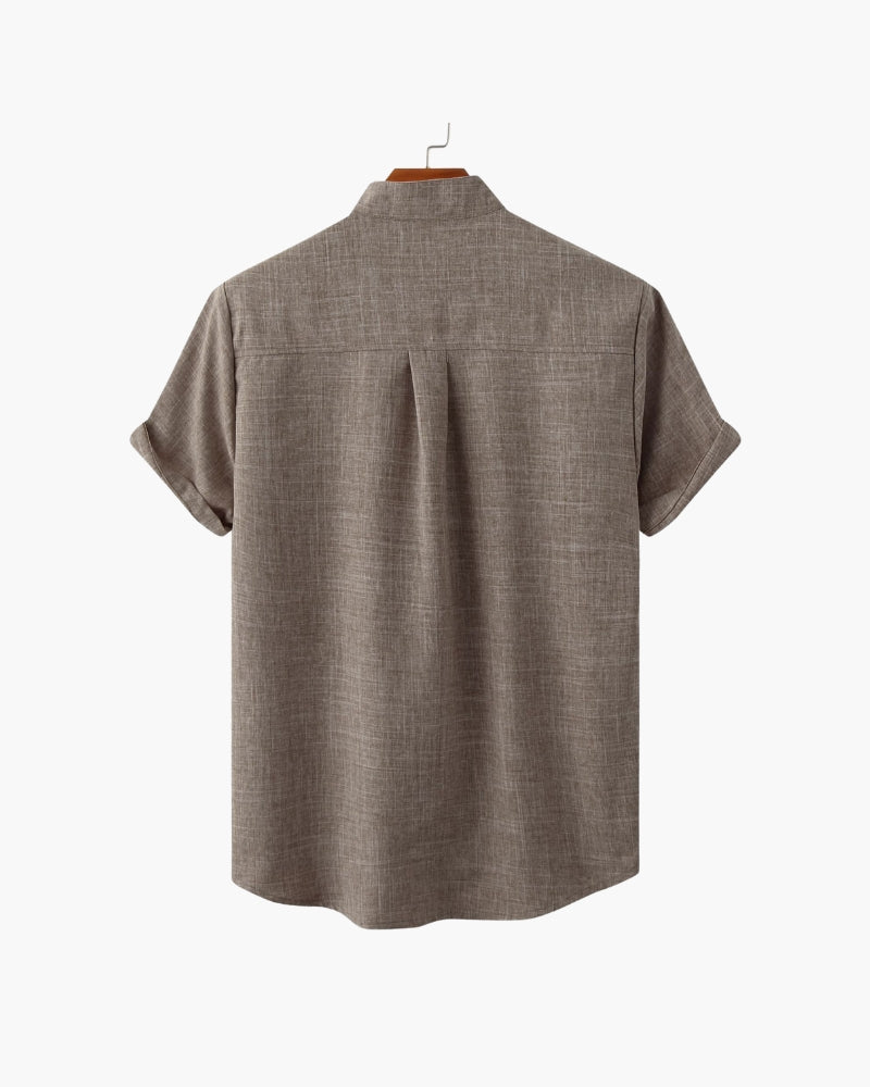 The cuban collar linen-look short sleeve shirt