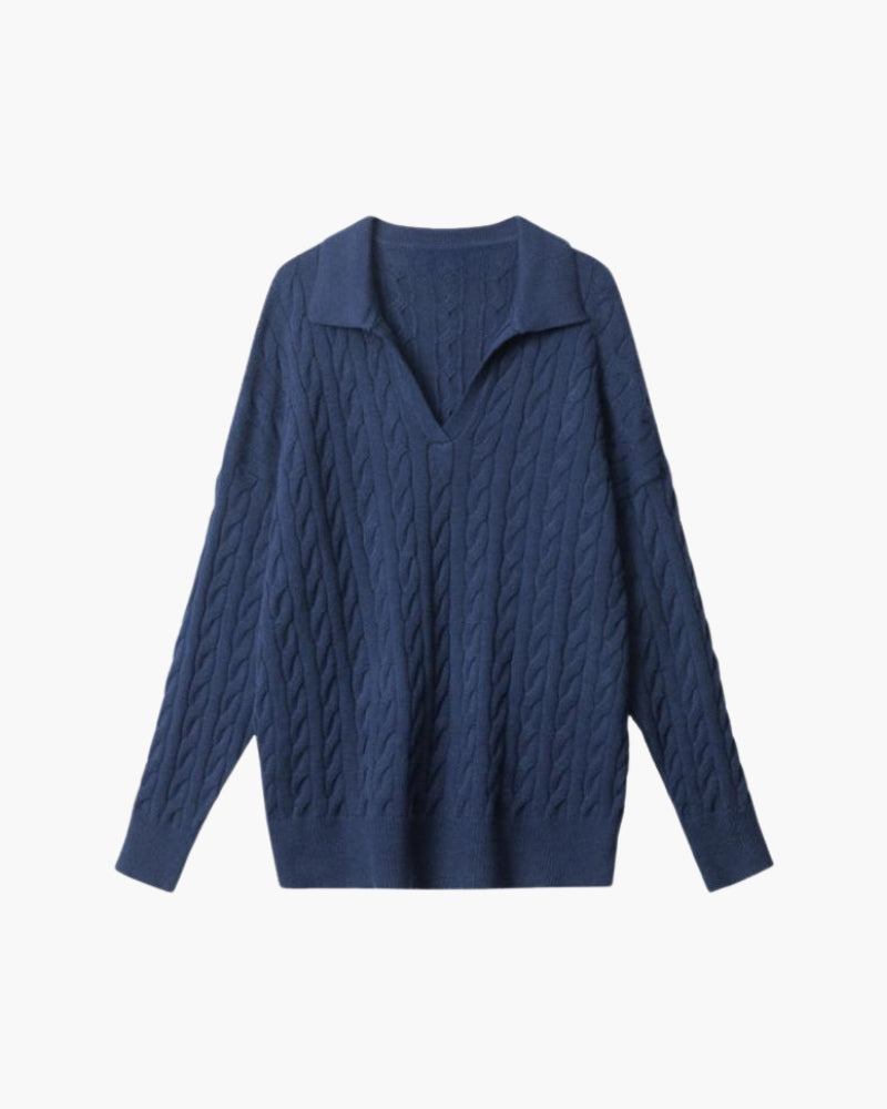 Matilda - Oversized cable knit polo jumper