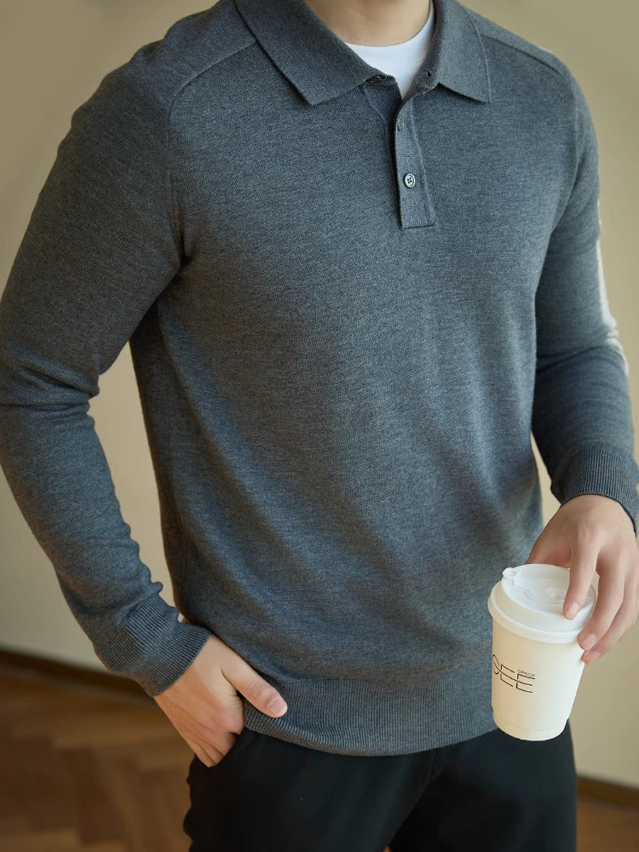 The minimalist fine knit long sleeve polo