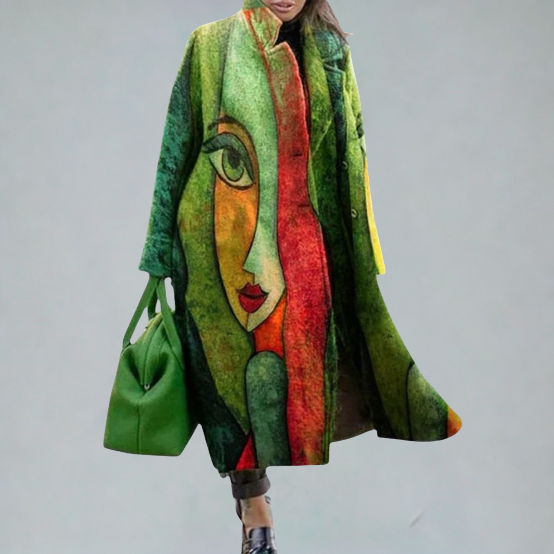Evelyn - Artistic print oversized maxi coat
