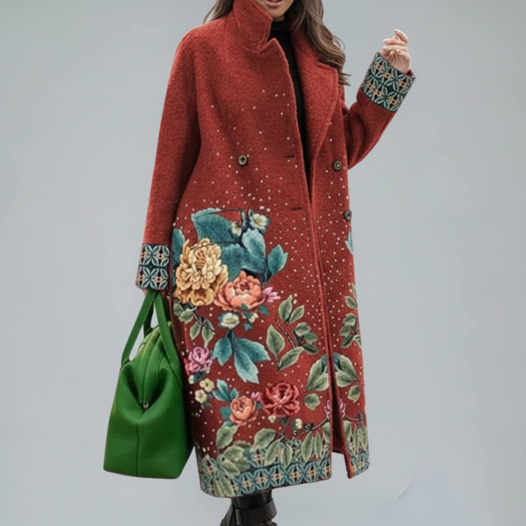Evelyn - Artistic print oversized maxi coat