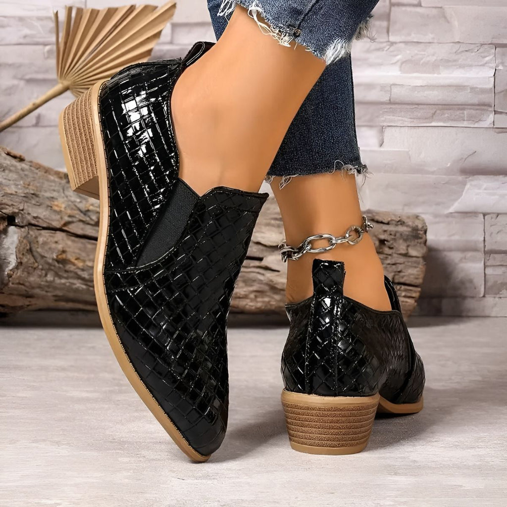Mary - Woven texture low heel ankle boot