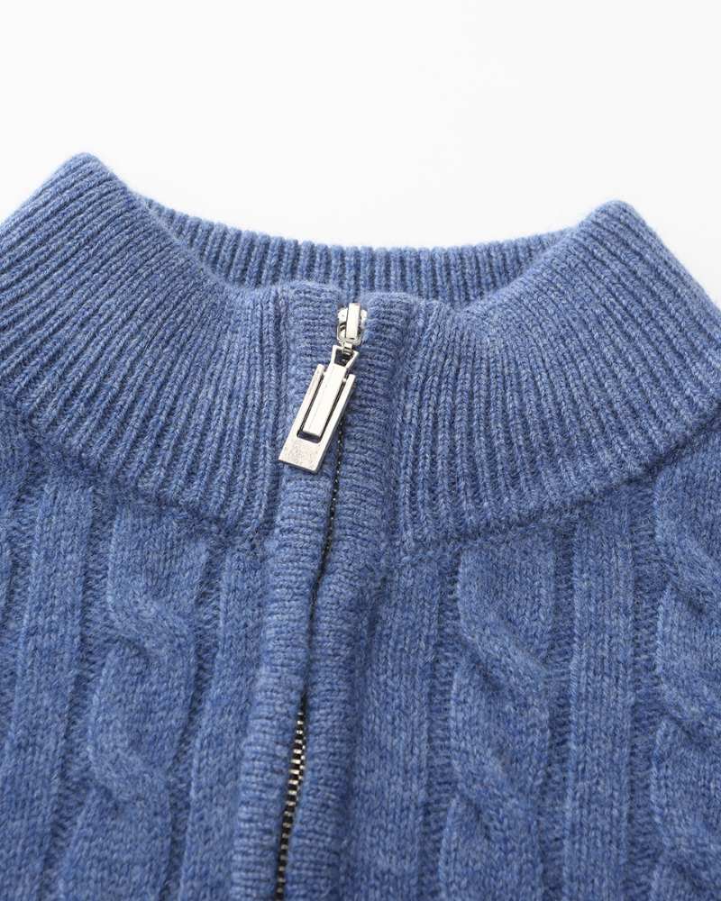 The Heritage - Cable knit half-zip mock neck jumper