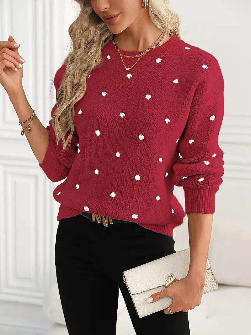 Esmee - Polka dot knit long sleeve jumper