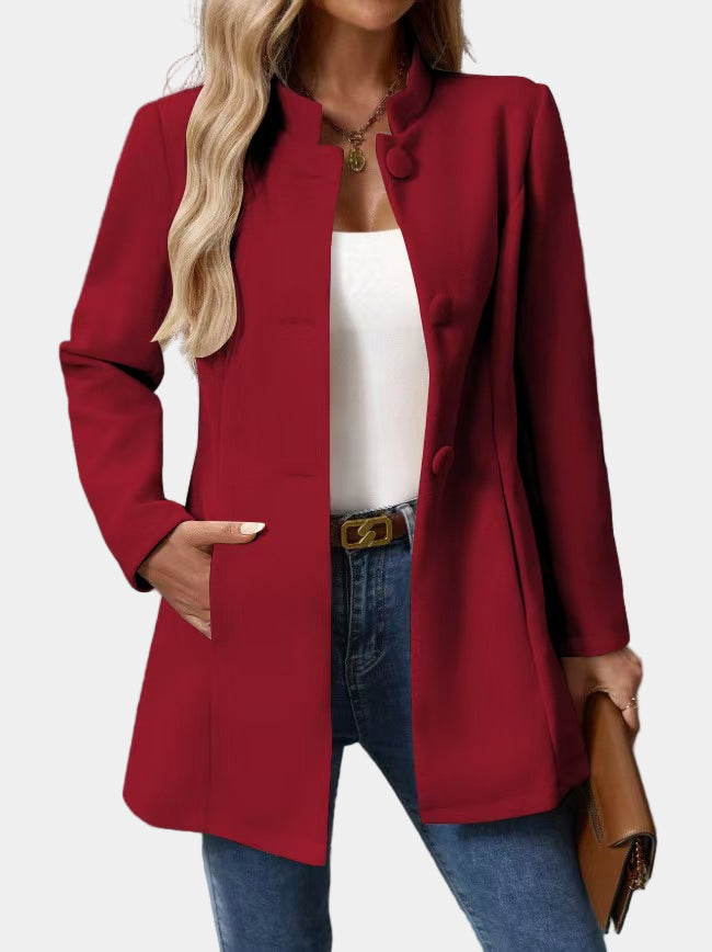 The Audrey - Collarless single-breasted car coat