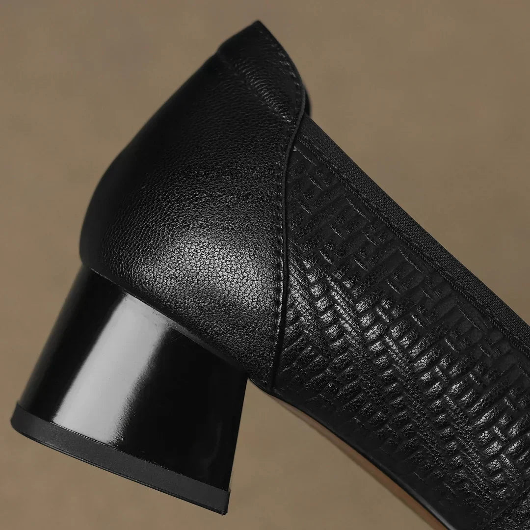 The Eloise - Woven texture square toe low heels