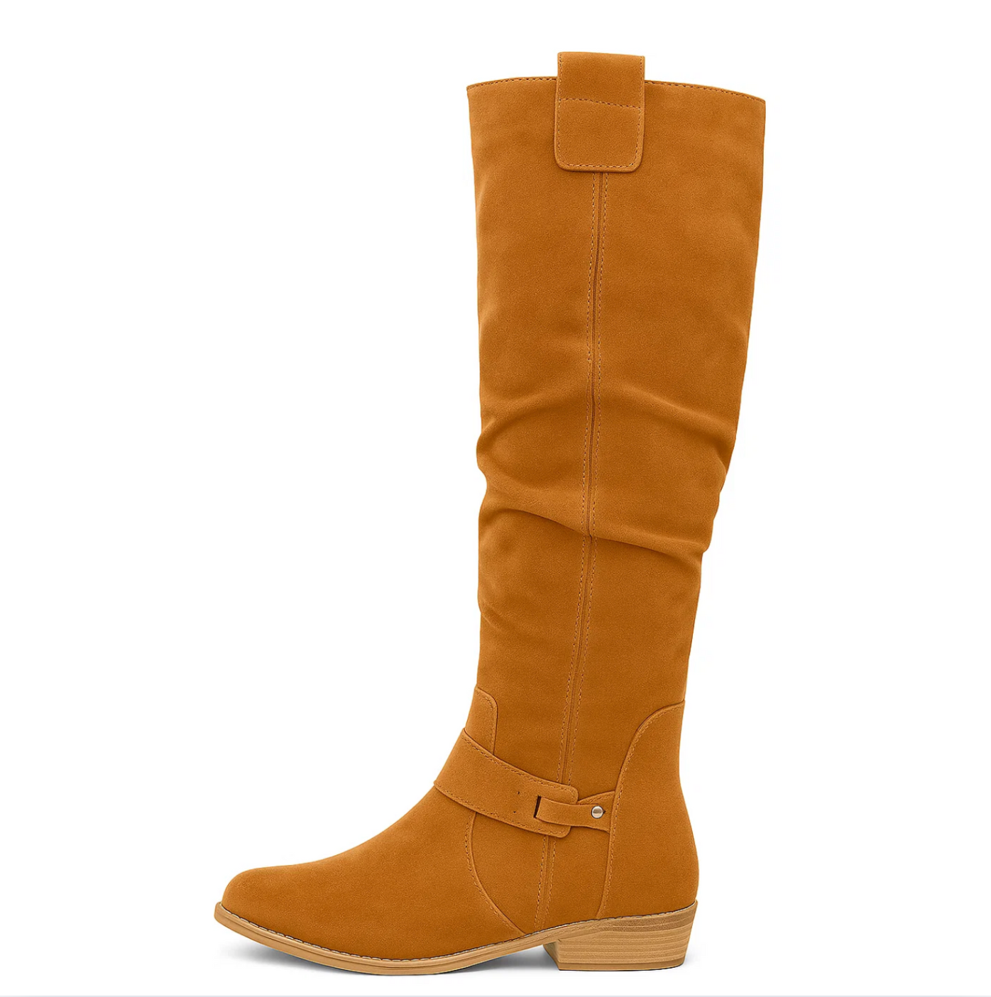 Sienna - Knee-high faux suede buckle boots