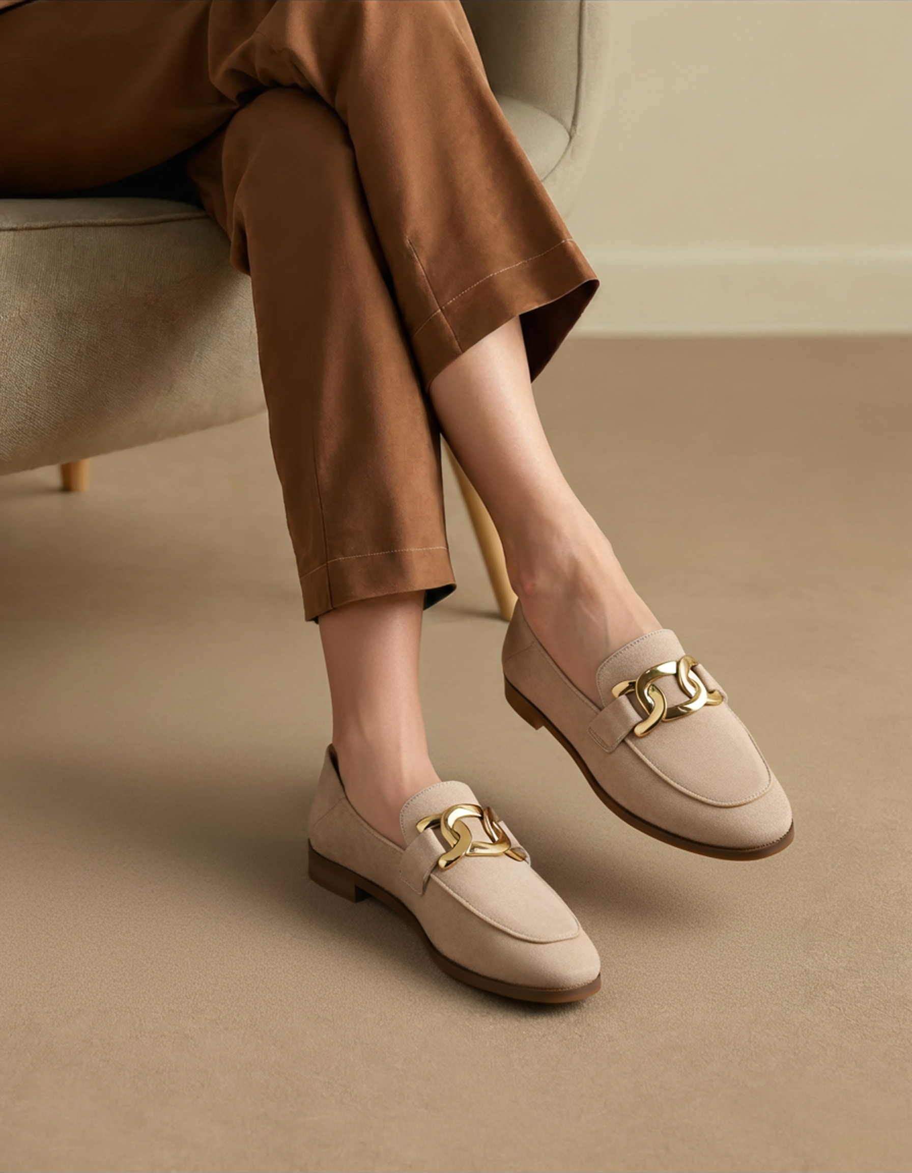 Sophia - Suede chain detail slip-on loafer