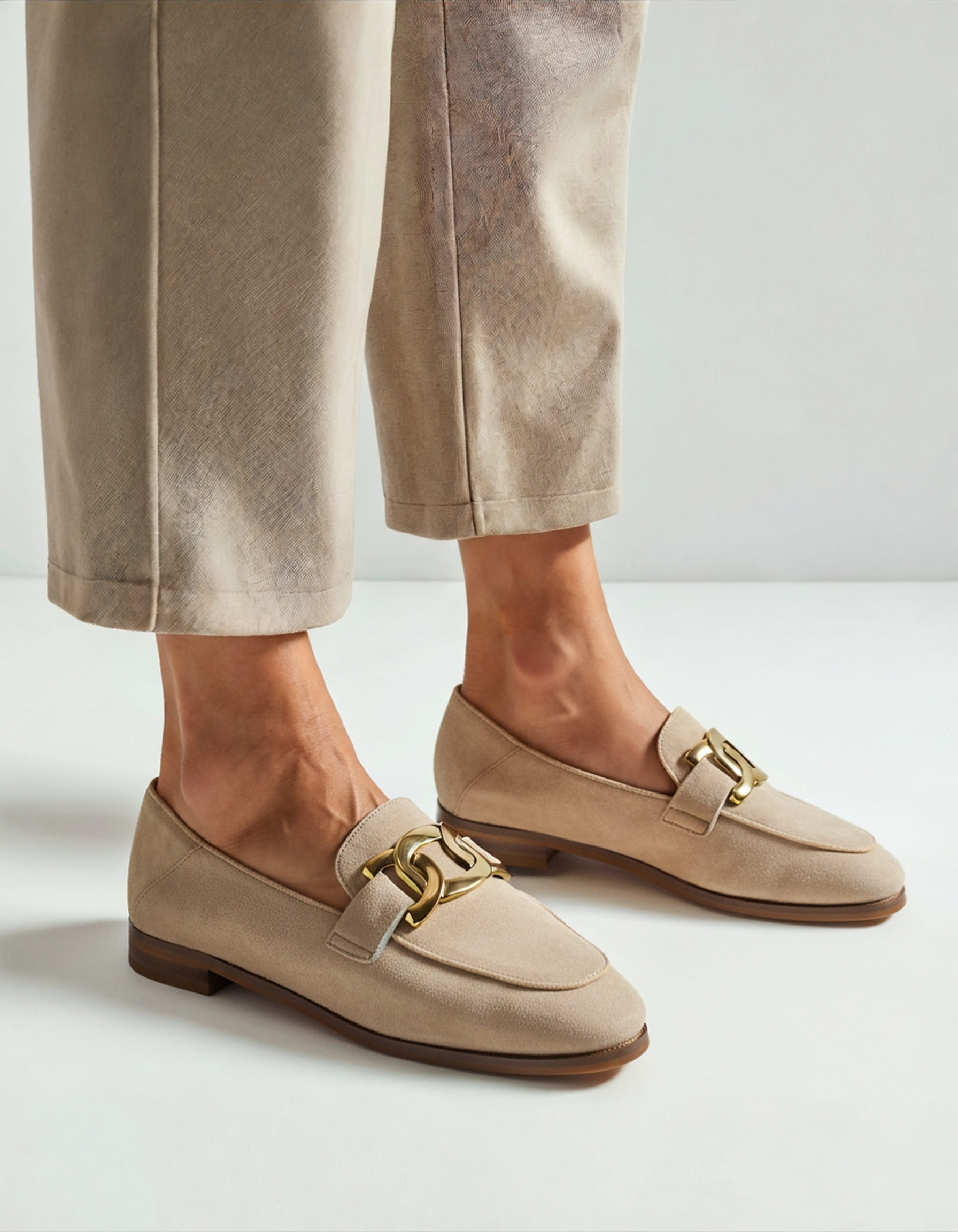 Sophia - Suede chain detail slip-on loafer