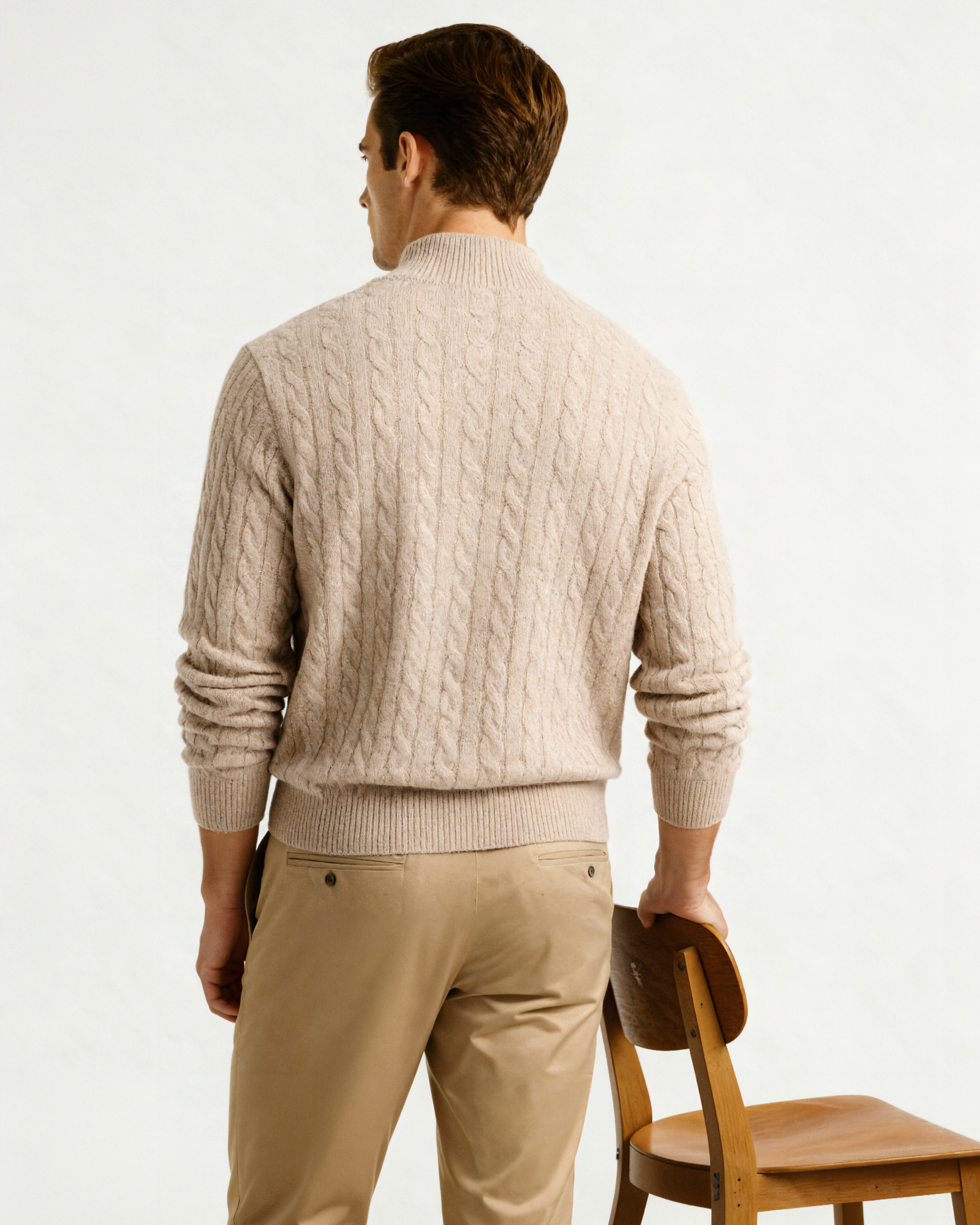 The Heritage - Cable knit half-zip mock neck jumper