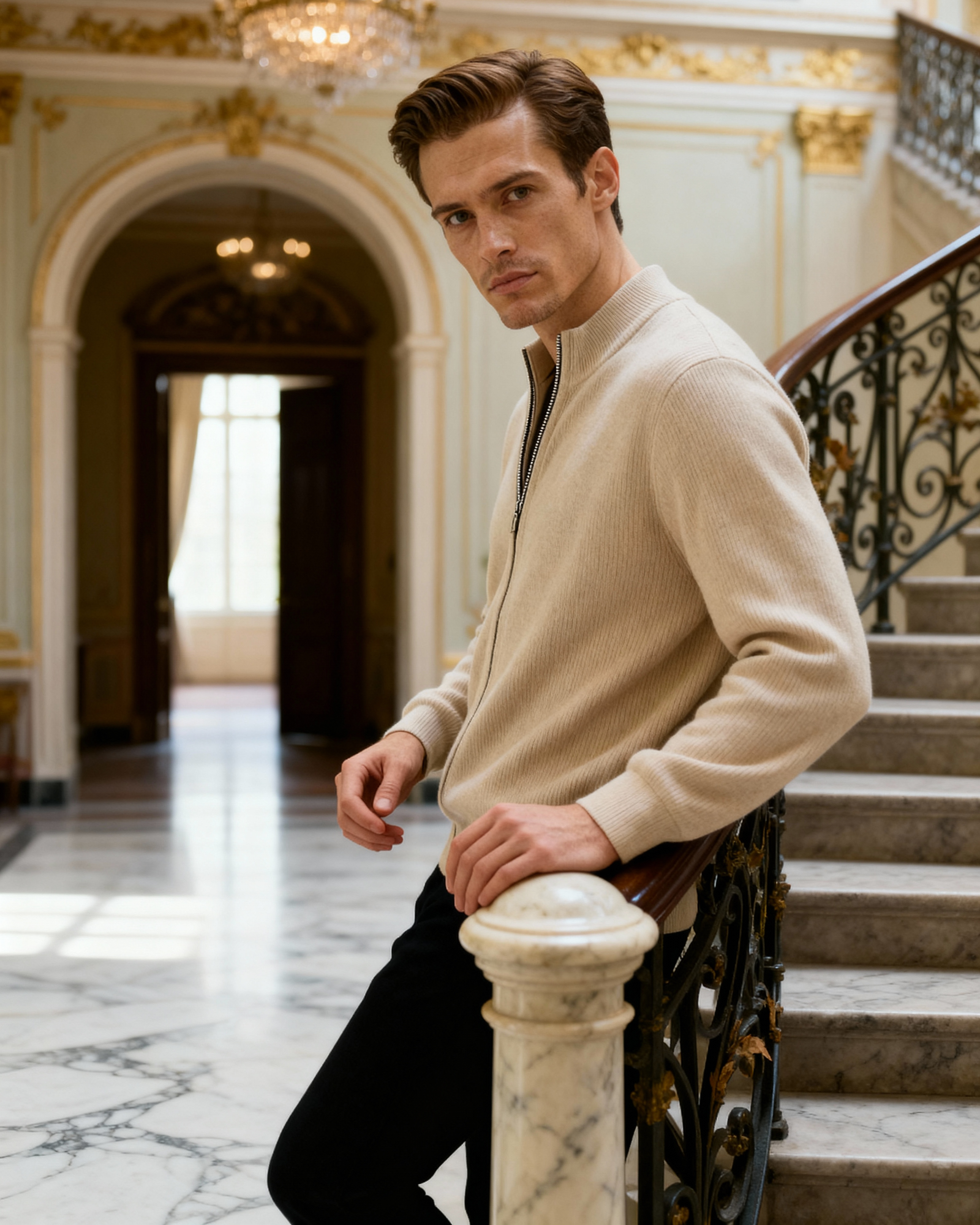 The Mohair - Full zip ribbed mock neck cardigan