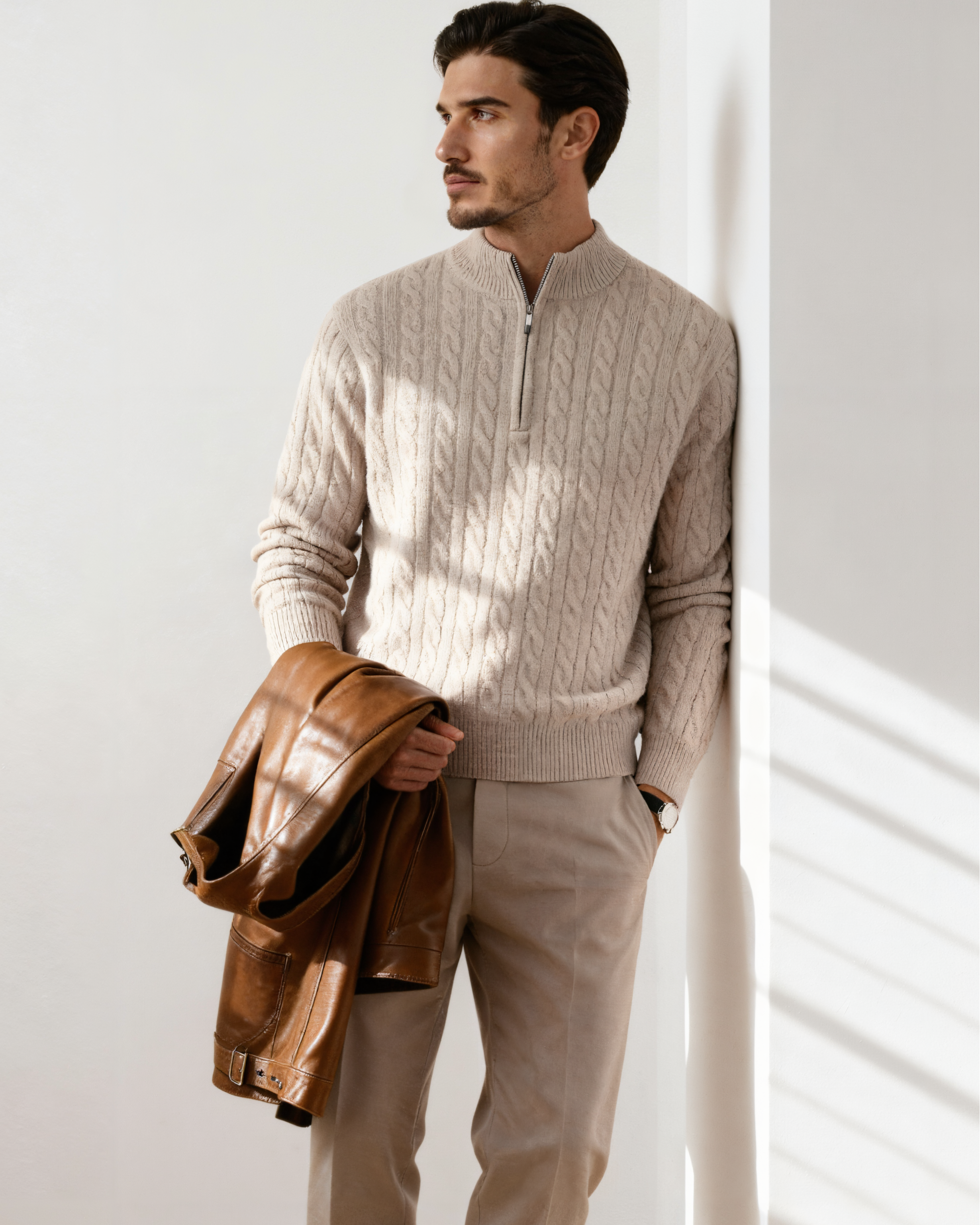 The Heritage - Cable knit half-zip mock neck jumper