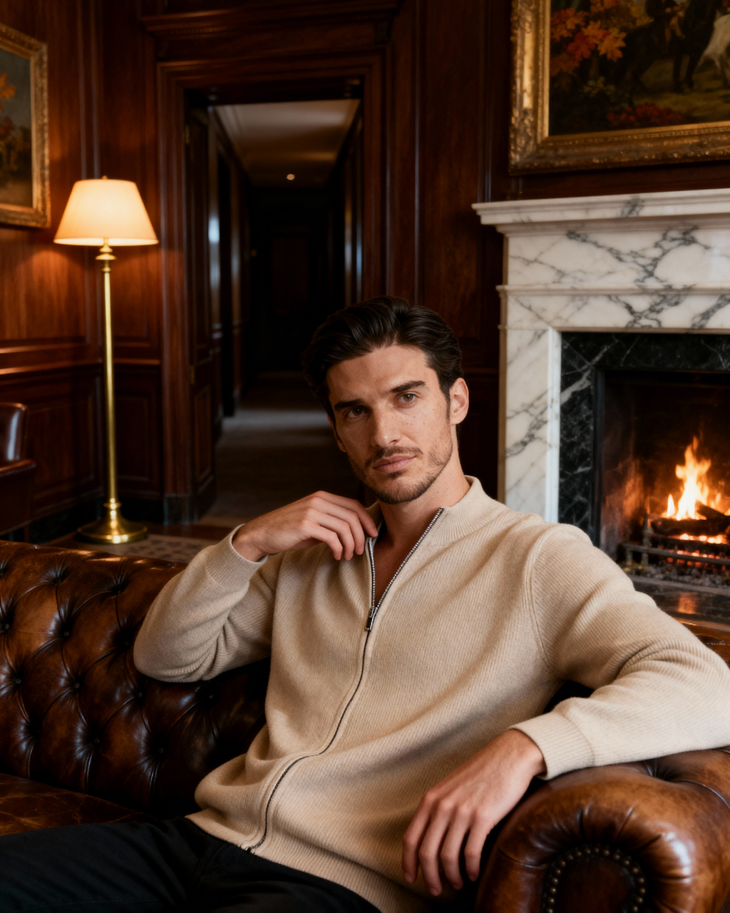 The Mohair - Full zip ribbed mock neck cardigan