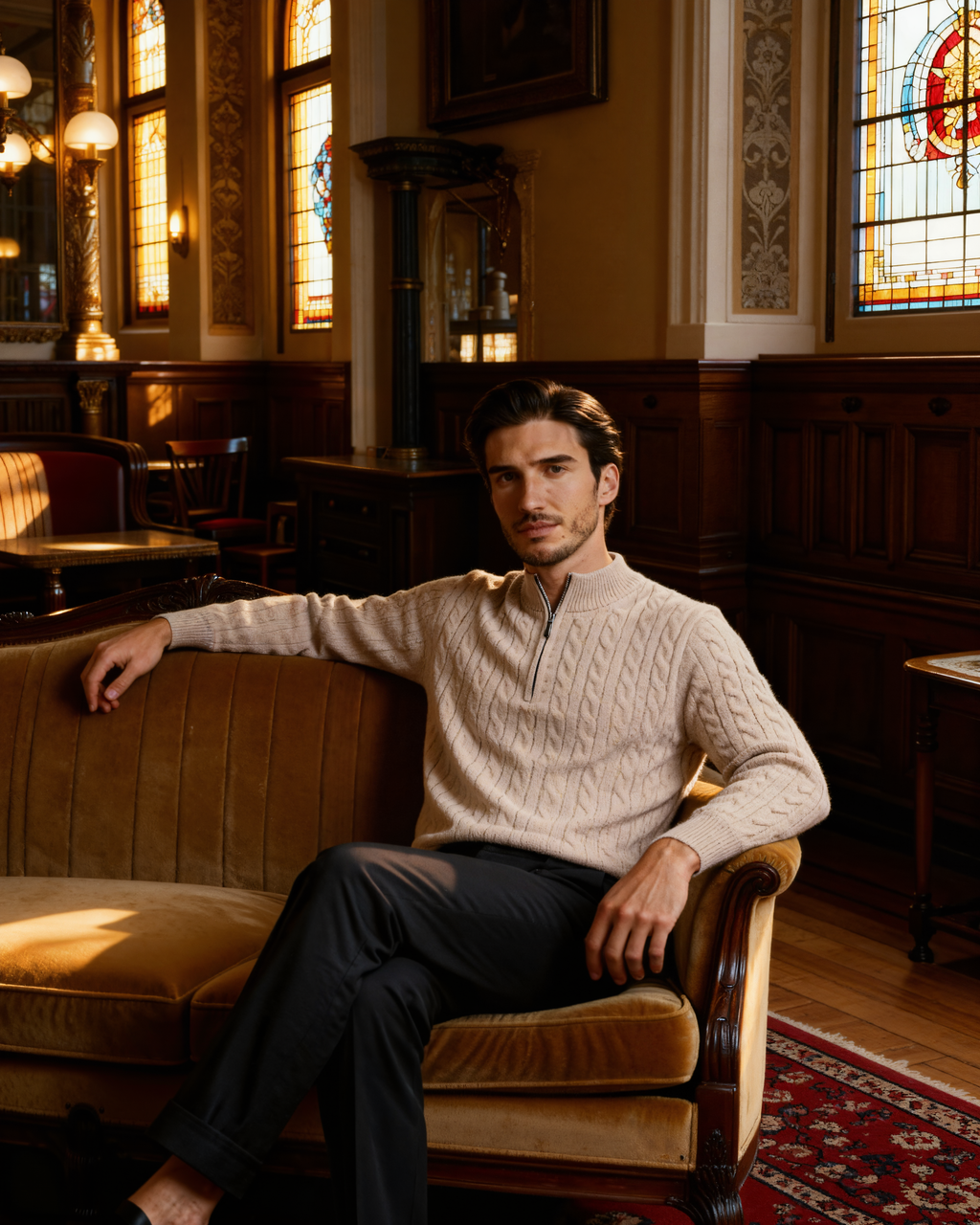 The Heritage - Cable knit half-zip mock neck jumper