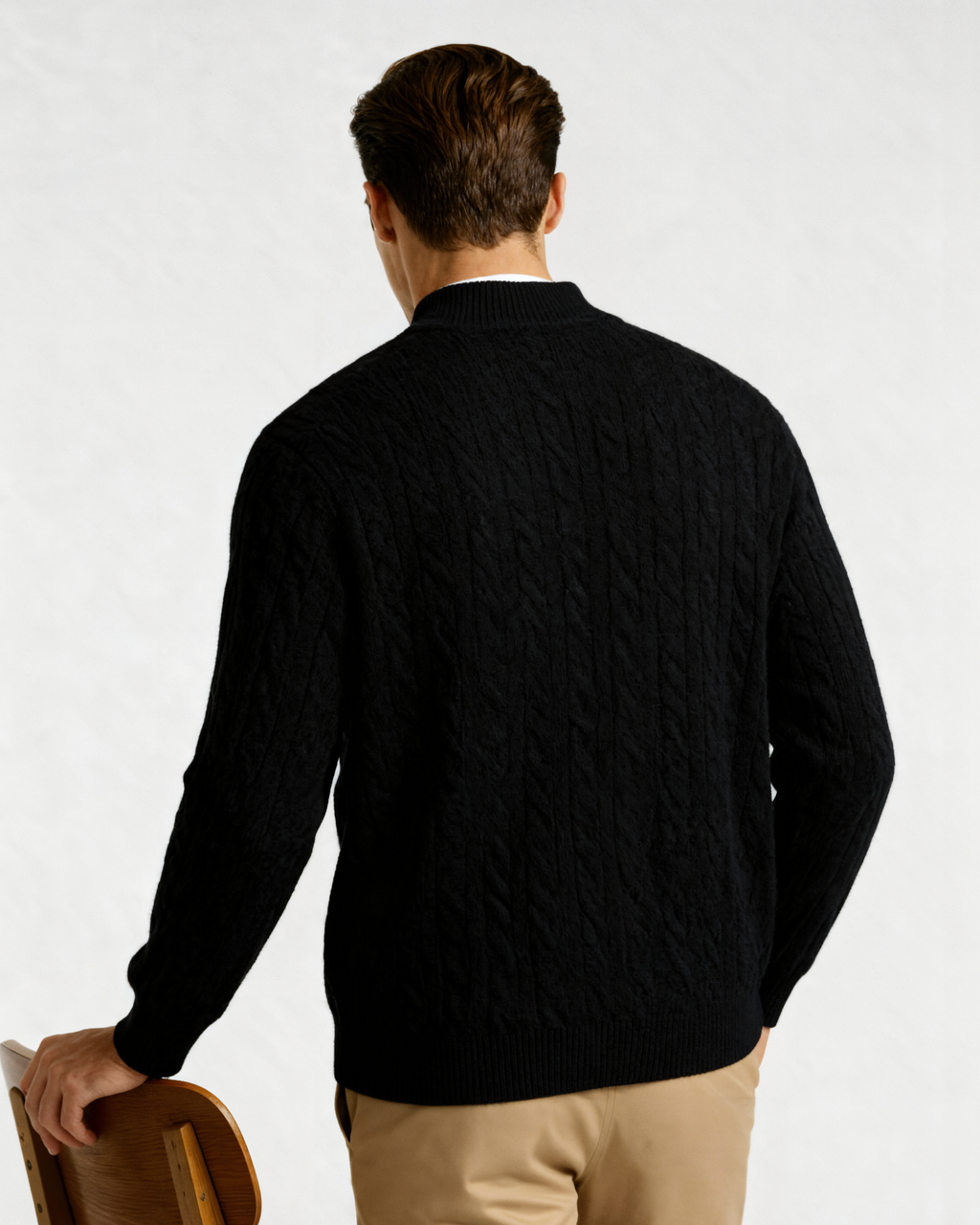 The Heritage - Cable knit half-zip mock neck jumper