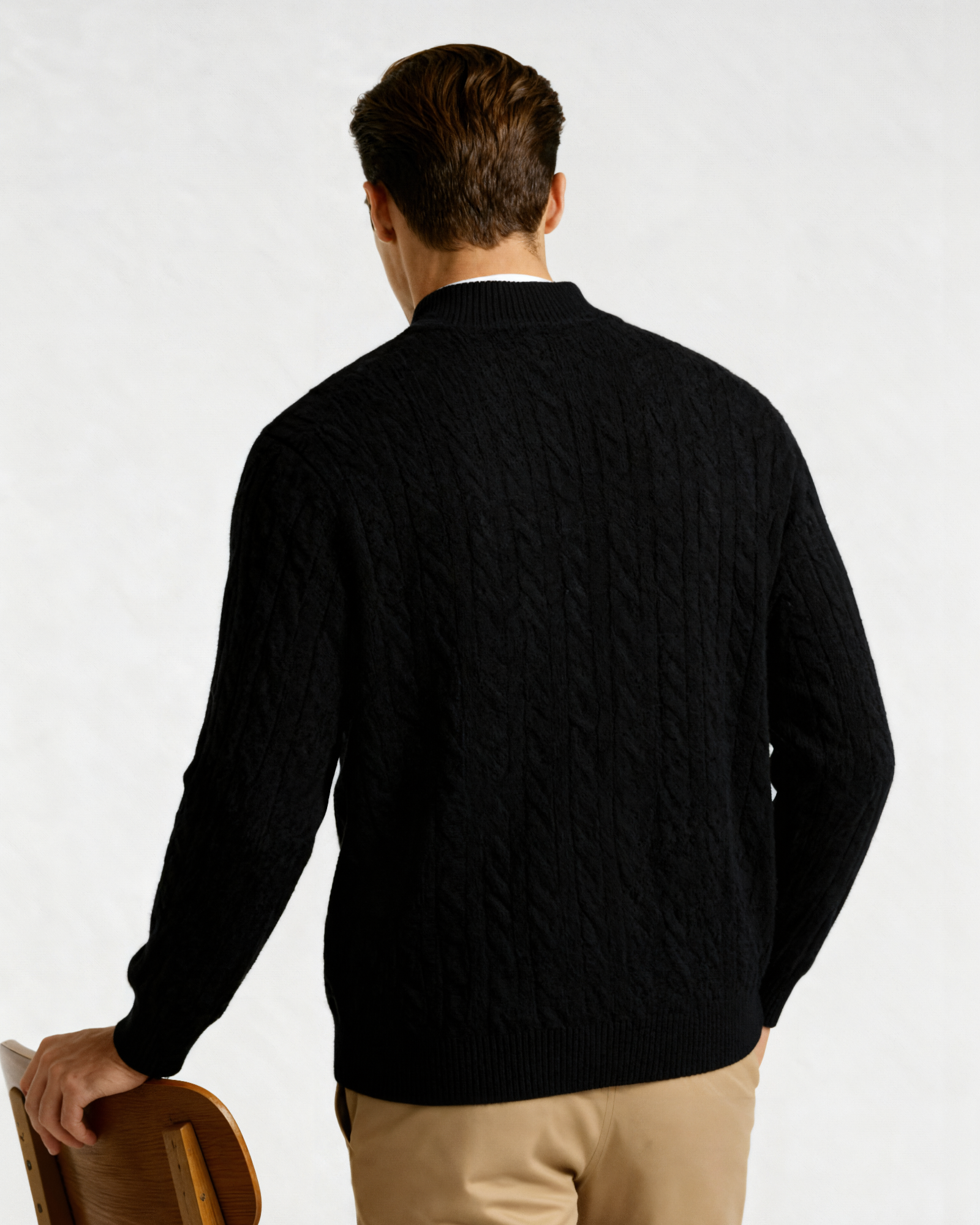 The Heritage - Cable knit half-zip mock neck jumper