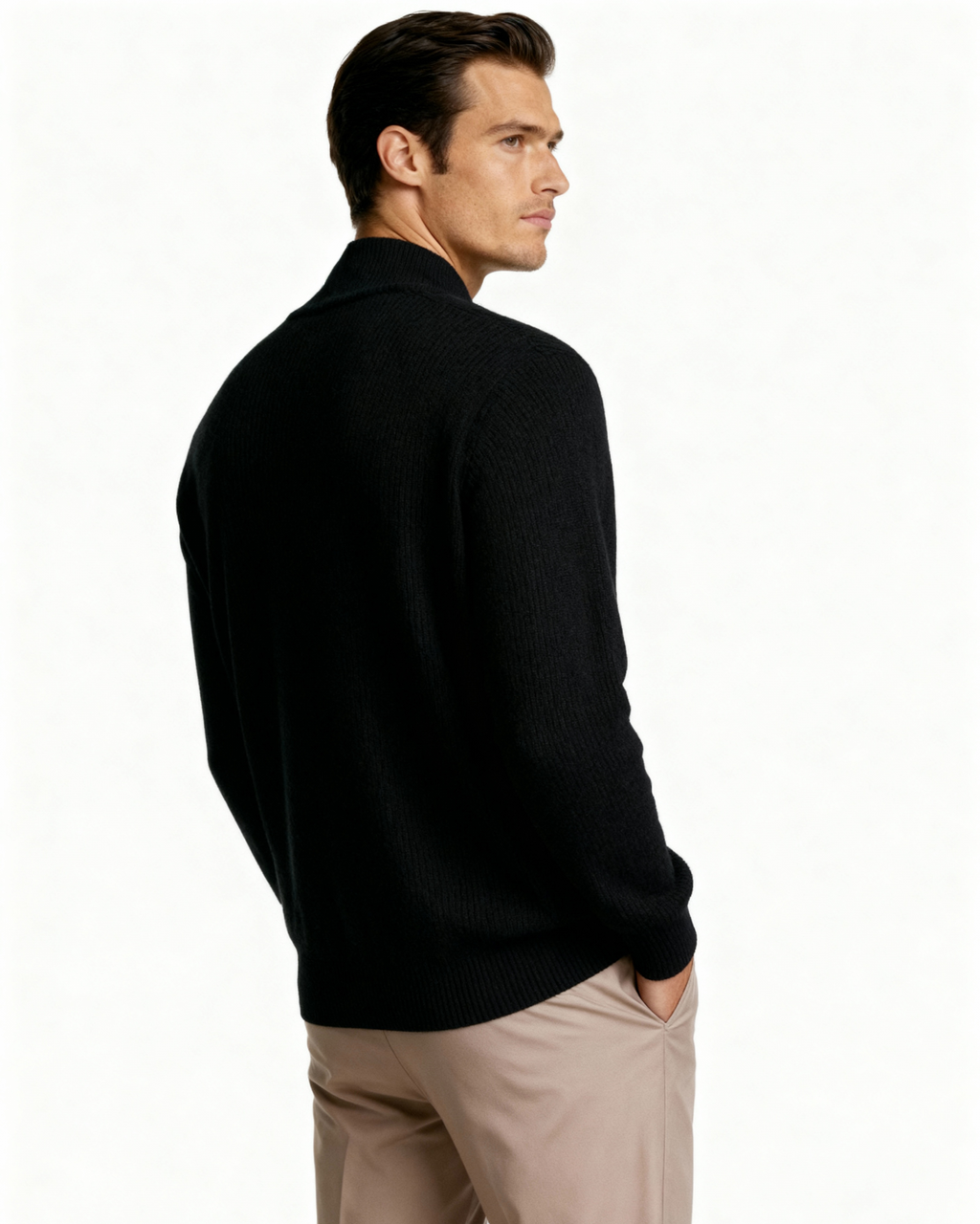 The Mohair - Full zip ribbed mock neck cardigan