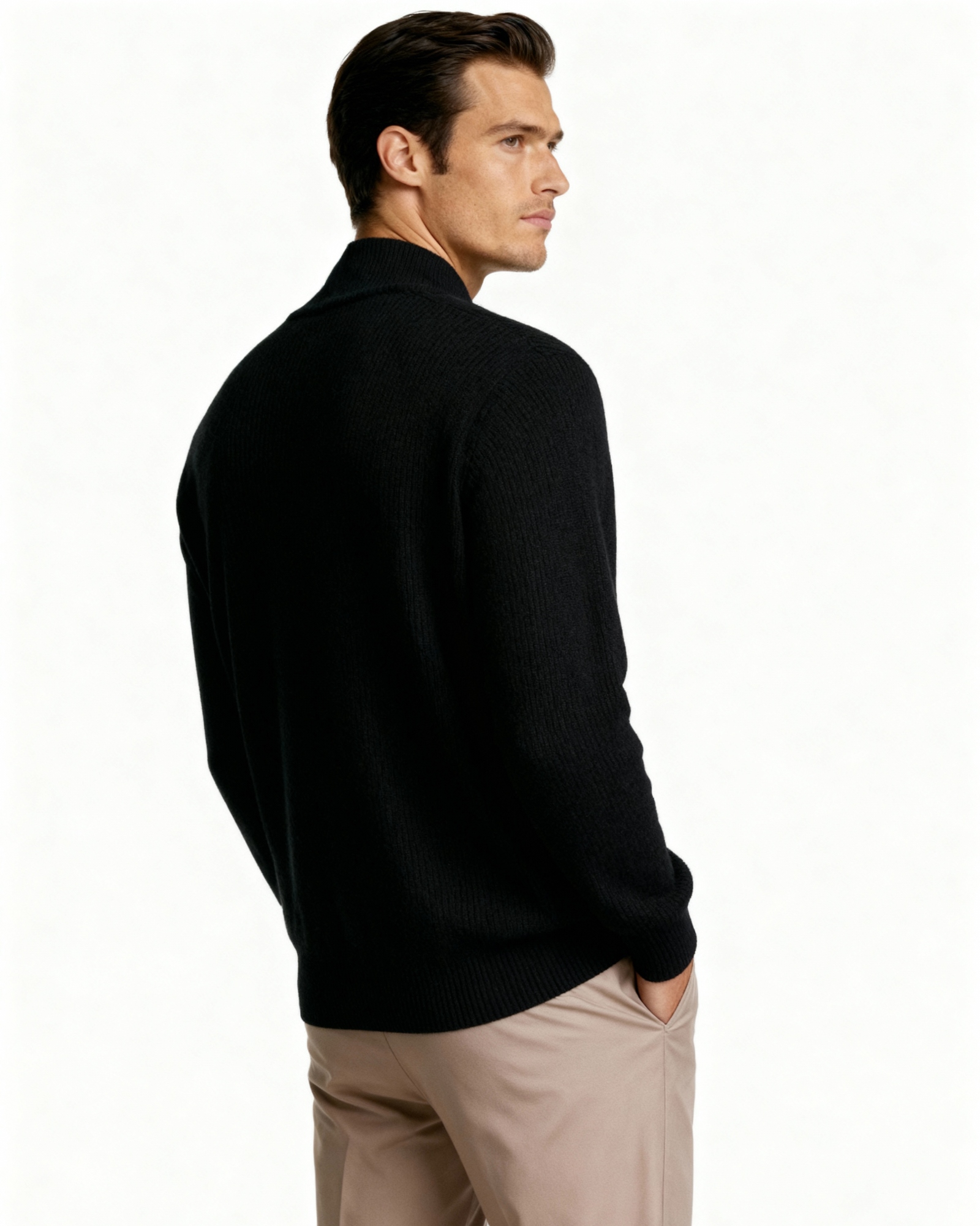 The Mohair - Full zip ribbed mock neck cardigan