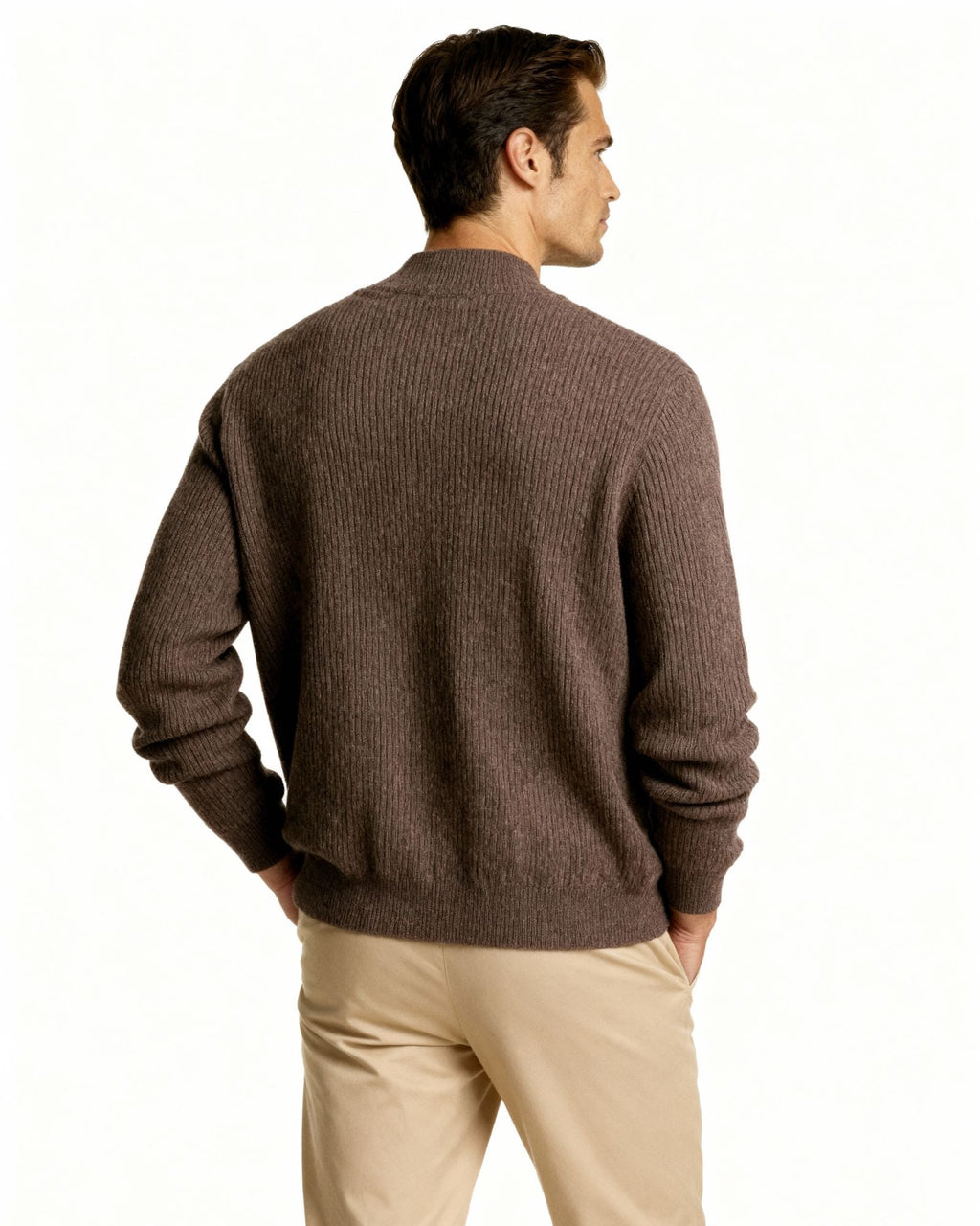 The Mohair - Full zip ribbed mock neck cardigan