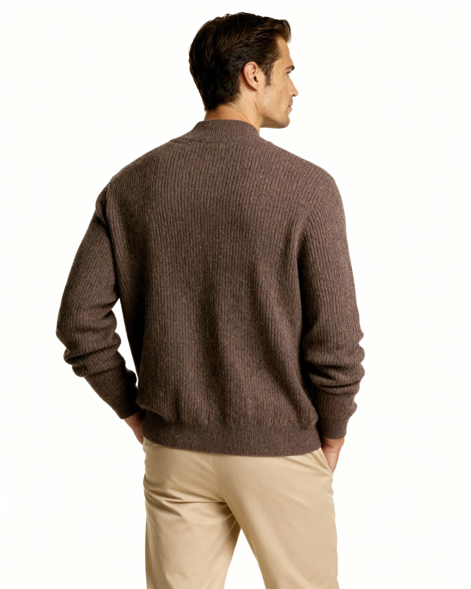 The Mohair - Full zip ribbed mock neck cardigan
