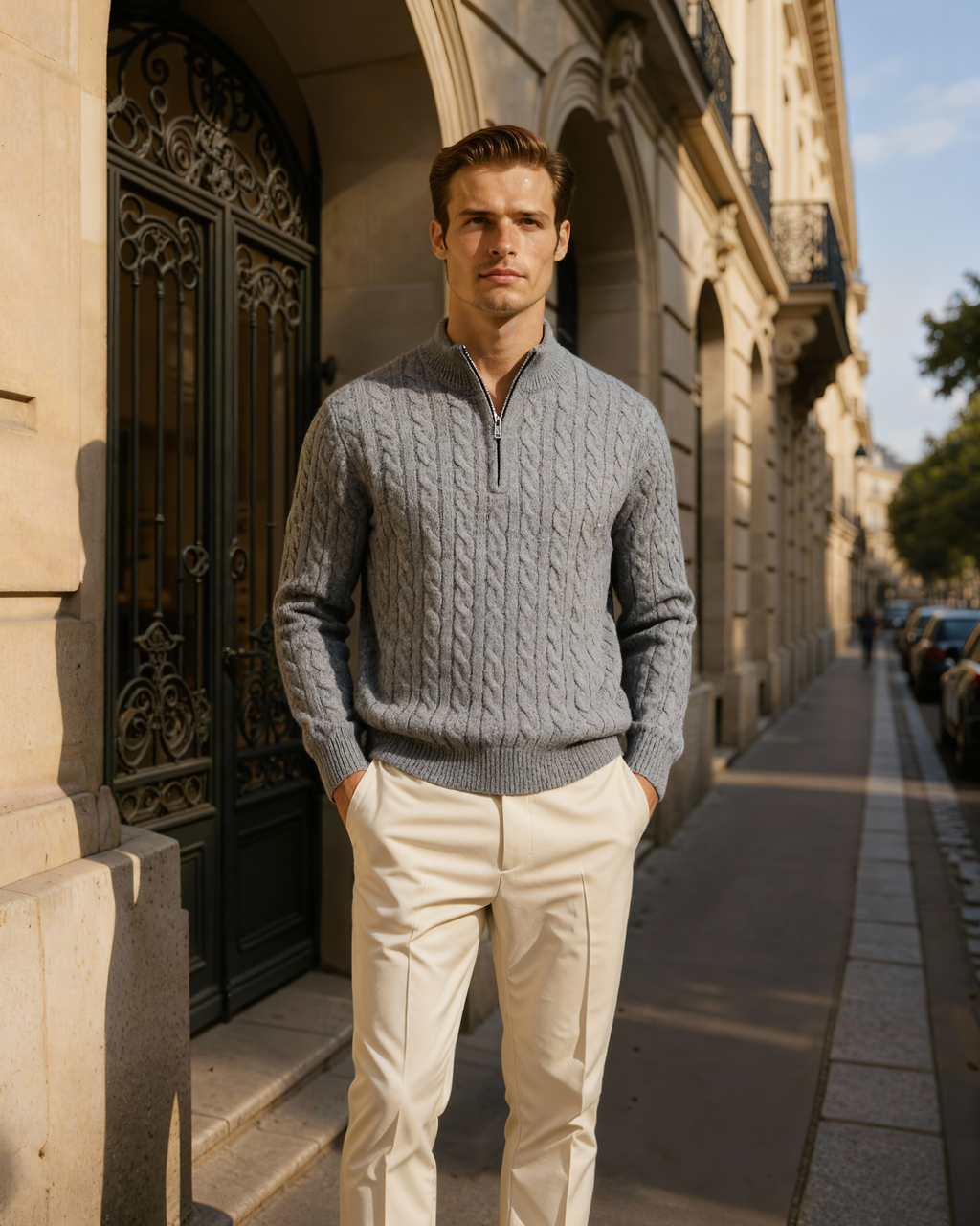 The Heritage - Cable knit half-zip mock neck jumper