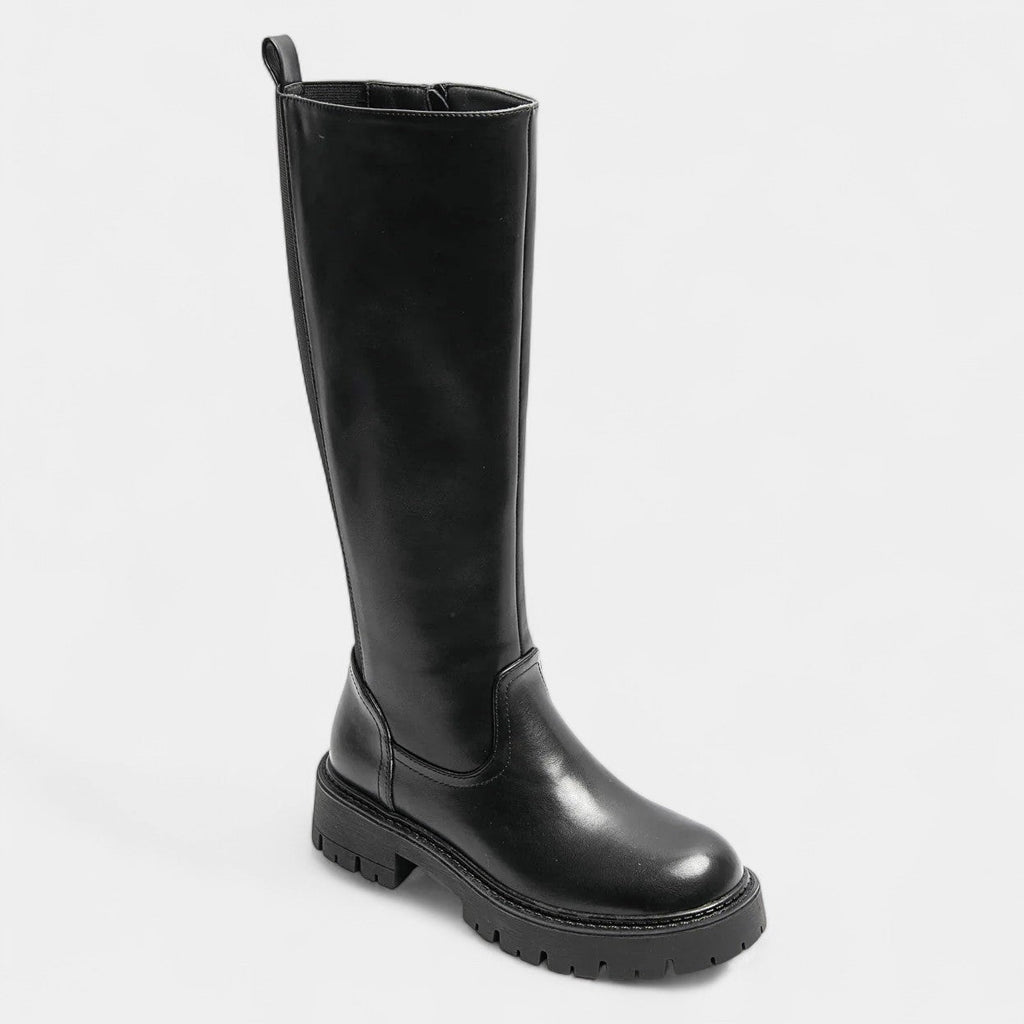 Raven - Knee-high chunky lug sole boots