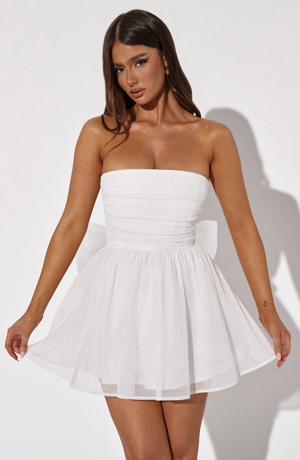 Katrina - Ivory sparkle tulle strapless mini dress