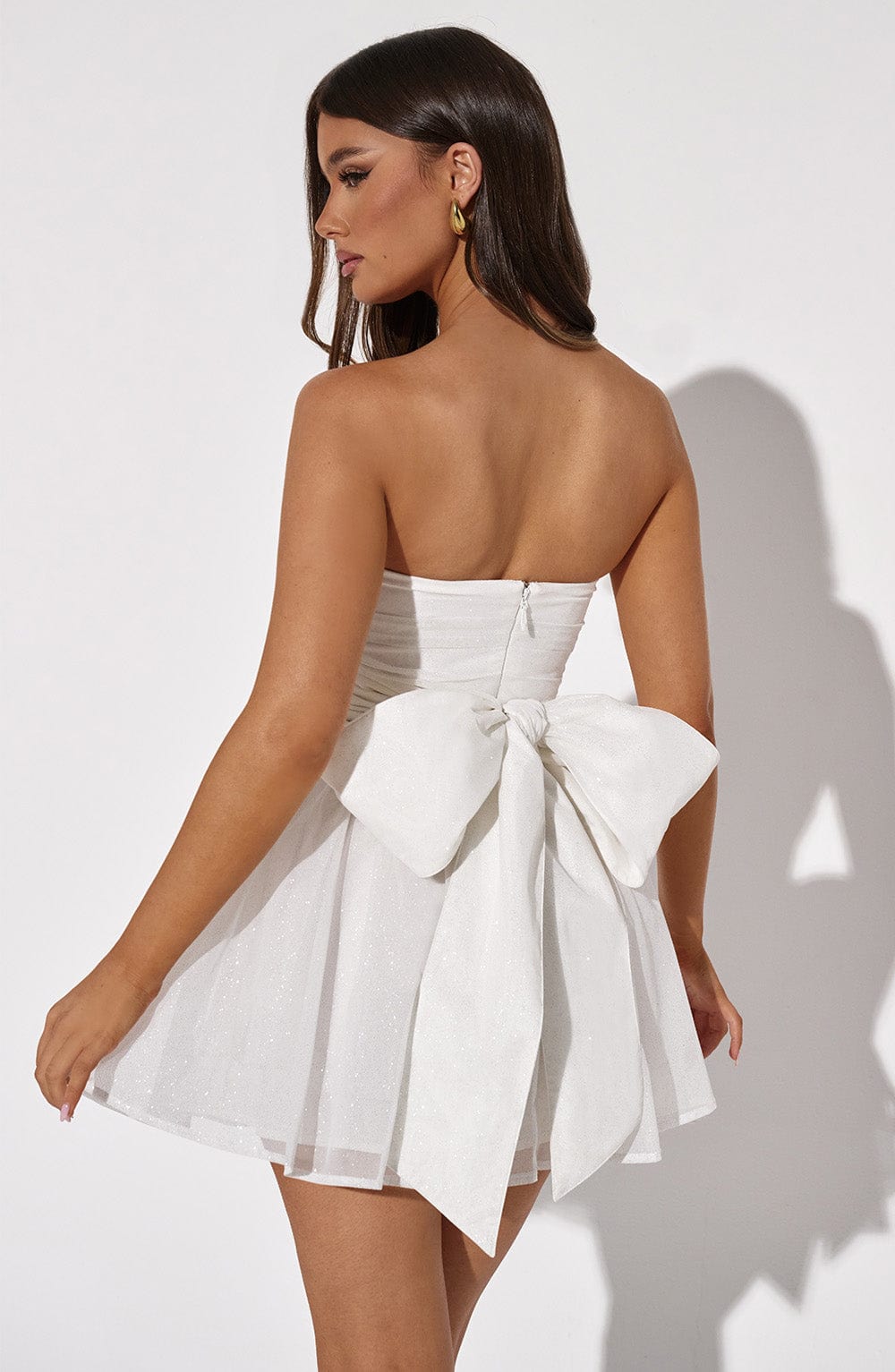 Katrina - Ivory sparkle tulle strapless mini dress