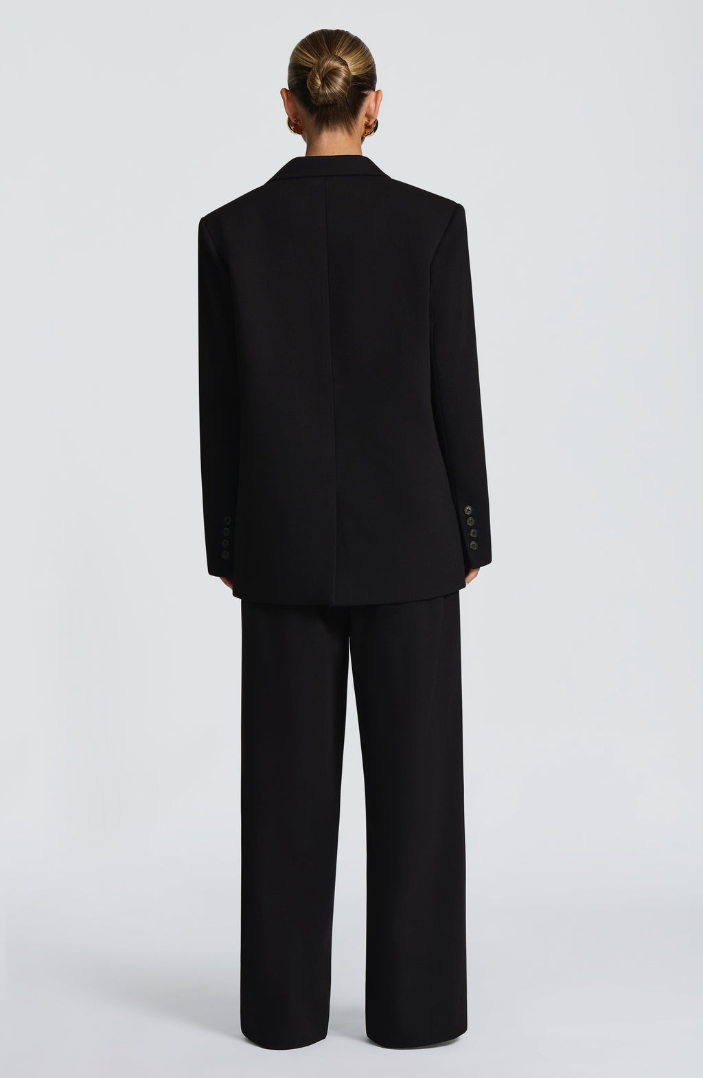 Kirsty - Black pleated low-rise wide-leg trousers